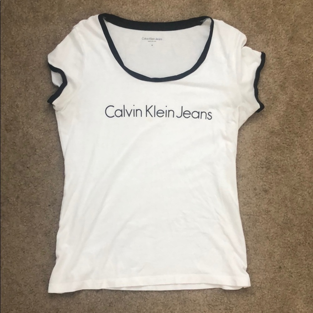 White CK tee with black accents